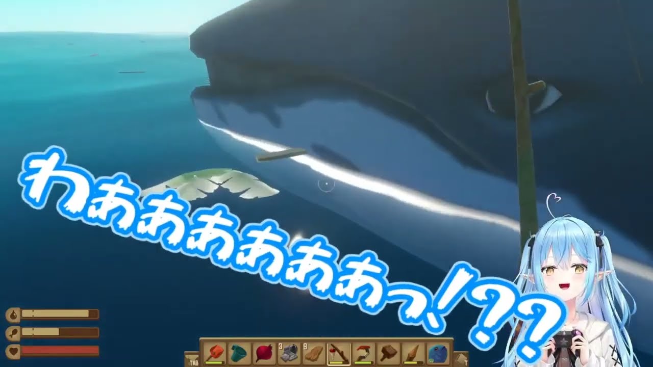 【雪花ラミィ/ホロライブ】イカダ漂流中にクジラに遭遇