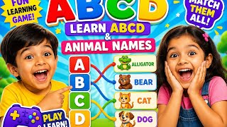 Learn ABCD & Animal Names Match Game for Kids | Fun Educational Gameplay|Tinyplay tv
