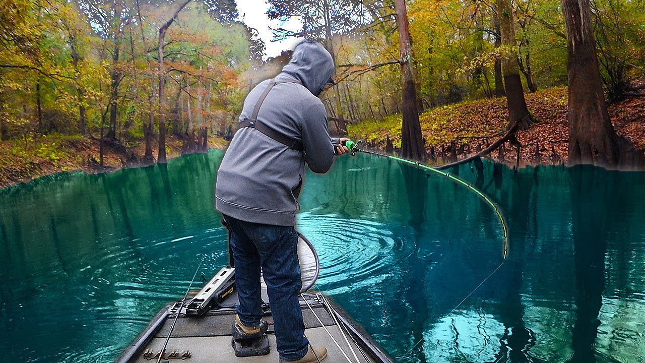 WINTER FISHING LAKE O THE PINES SPILLWAY BIG BASS!