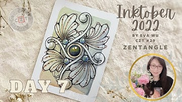 Day 7 Inktober 2022 Zentangle pattern #FLUXECHO 禪繞畫 禅绕画 #1808 How to draw by Eva Wu ゼンタングル ATC tile