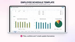 Full Employee Schedule Template: shift schedule spreadsheet, staff scheduling, coverage, time off Update