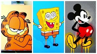 5 Popular Cartoon Characters Painting Tutorials For Beginners - Simple Acrylic Painting Techniques