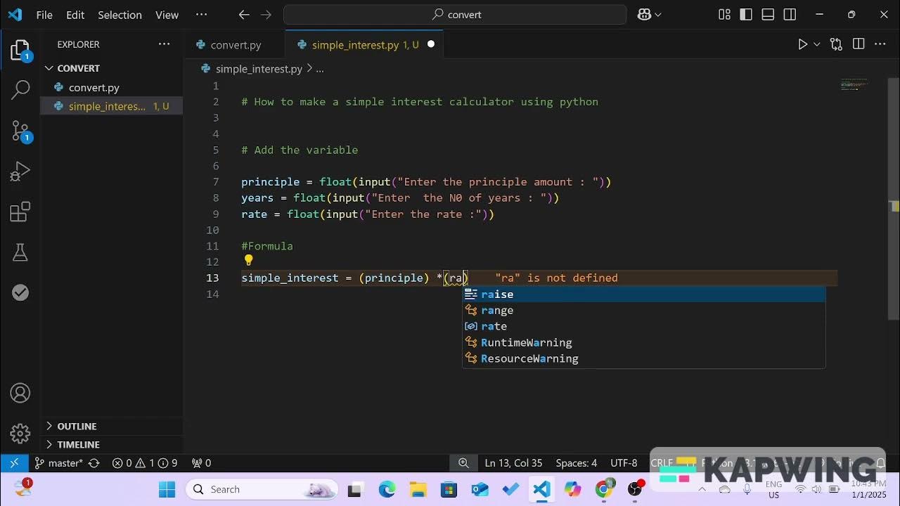 How to make a simple interest calculator using python user input ...