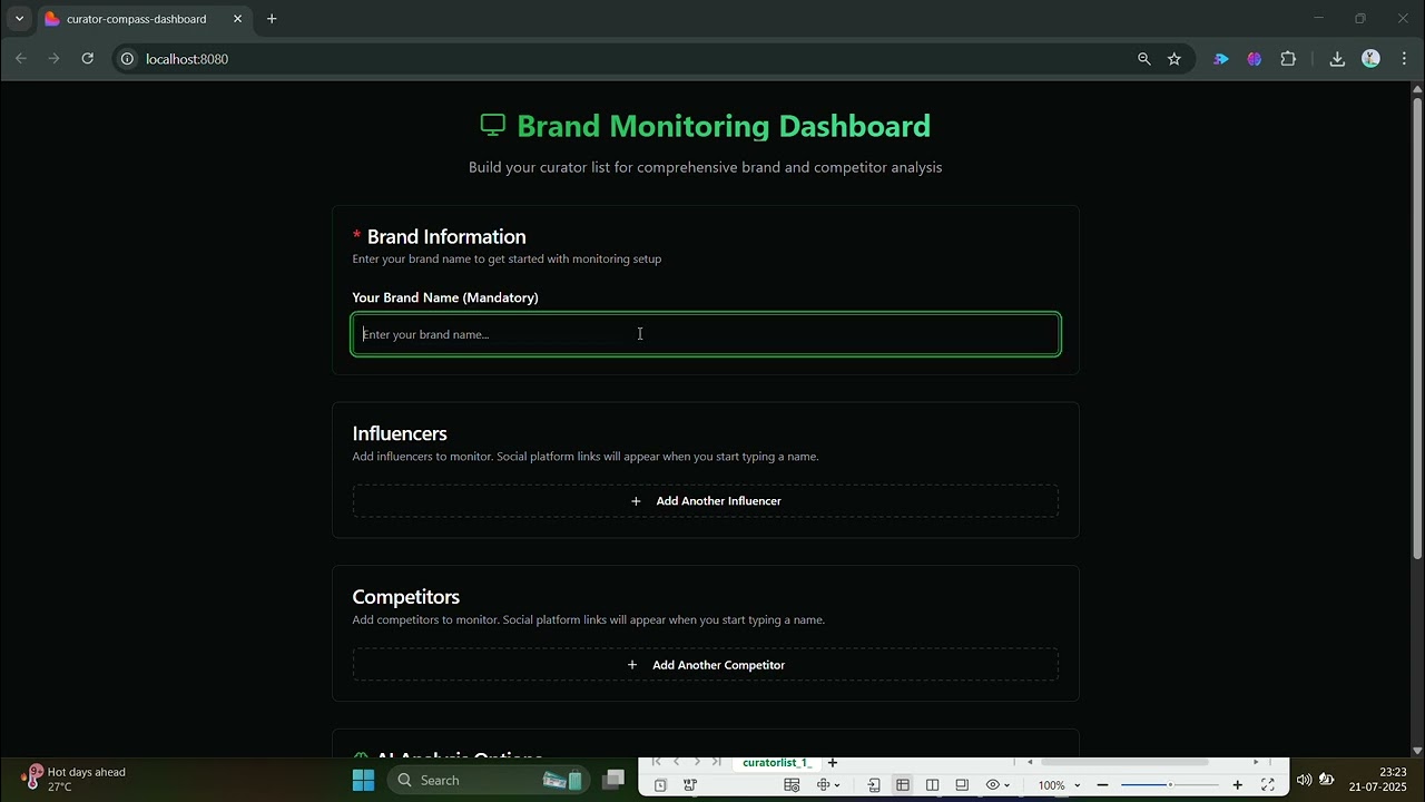 Brand Monitoring Dashboard for AI Agent Hackathon