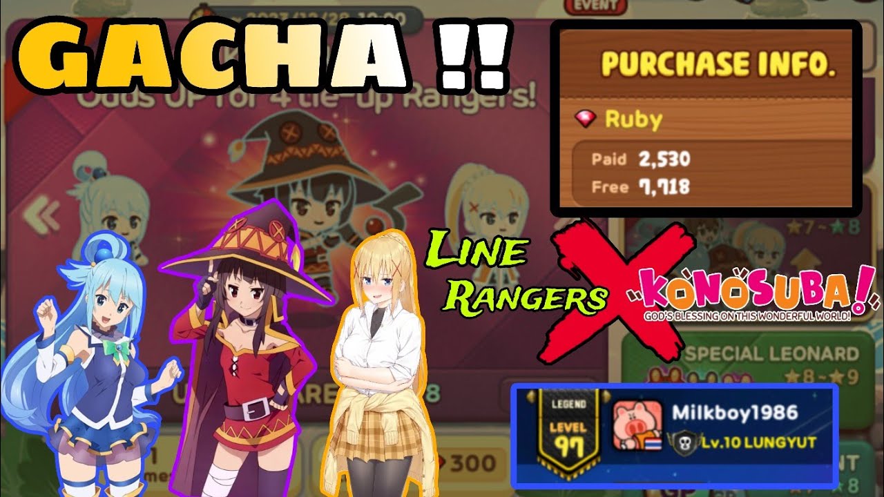 GACHA !! Berburu Megumin & Aqua !! Line Rangers X Konosuba !! - YouTube
