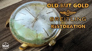 Broken but Still Running Vintage Gold Breitling Restoration  24K GoldPlating and Service | ASMR