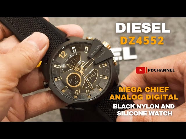 GAGAH ‼️ JAM DIESEL SERI MEGA CHIEF ANALOG DIGITAL BLACK NYLON AND SILICONE  WATCH DZ4552 (REVIEW) - YouTube