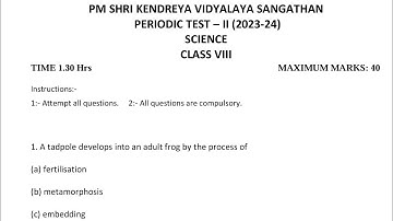 CLASS-8 Science / PT-2 Exam Qestion Paper / KV CBSE / Periodic Test-2 Kendriya Vidyalaya