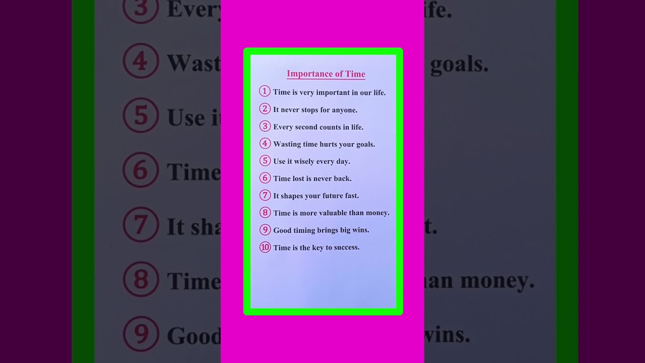10 Lines Essay On Importance Of Time In English