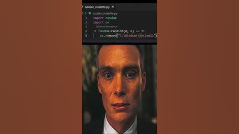 Russian Roulette delete system32 #shorts #memes #viral #python #pythonbeginner