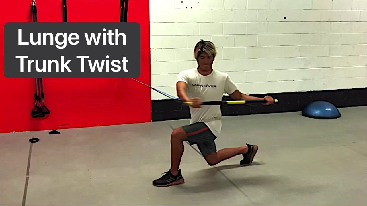 Lunge with resistance band twist - YouTube