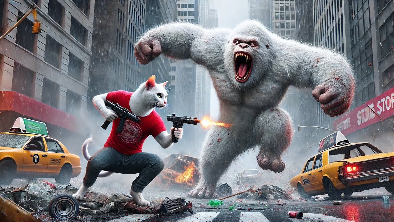 White cat on a special mission to save the city.