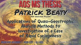 UW-AOS Department Seminar - December 1, 2021 - Patrick Beaty