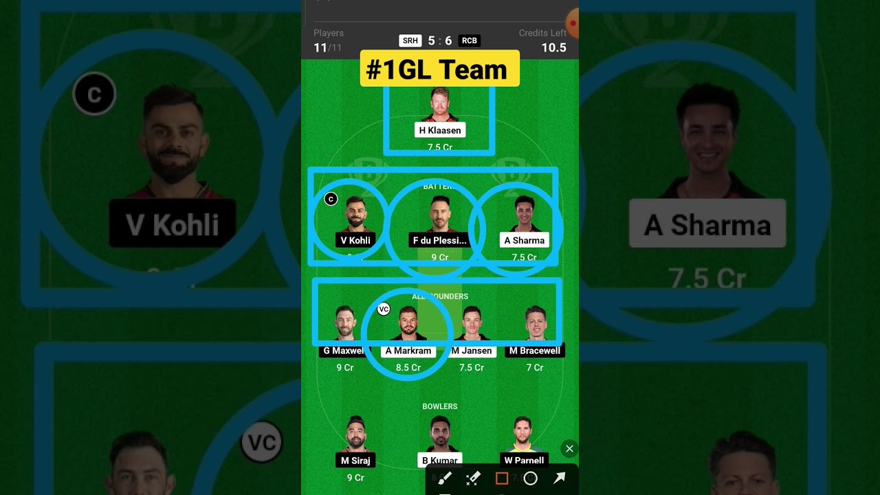 SRH VS RCB Dream 11 Prediction ।।SRH VS RCB Dream 11Team।।RCB VS SRH Dream 11Team।।TATA IPL 2023।।