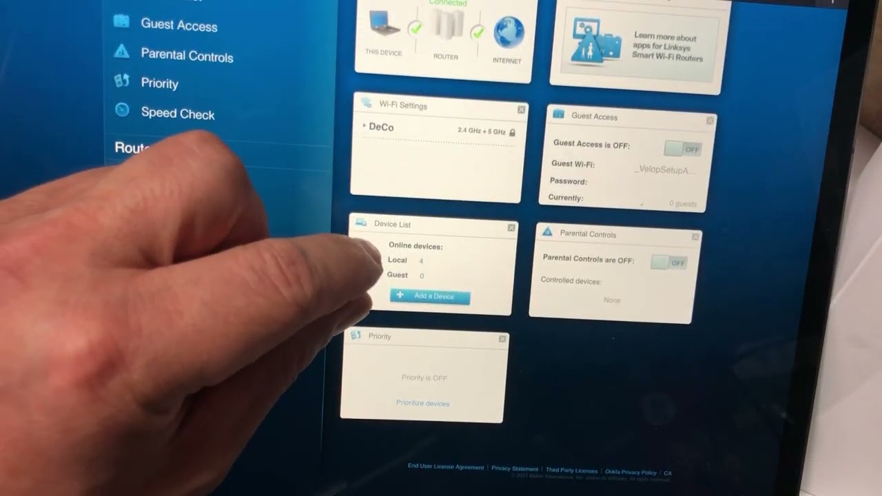 Linksys Velop Wireless AC2200 Tri-Band Whole Home Mesh Wi-Fi System Web Browser Interface 04-2022