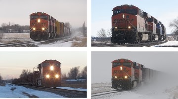 Snowy Trains on the BNSF Front Range Sub