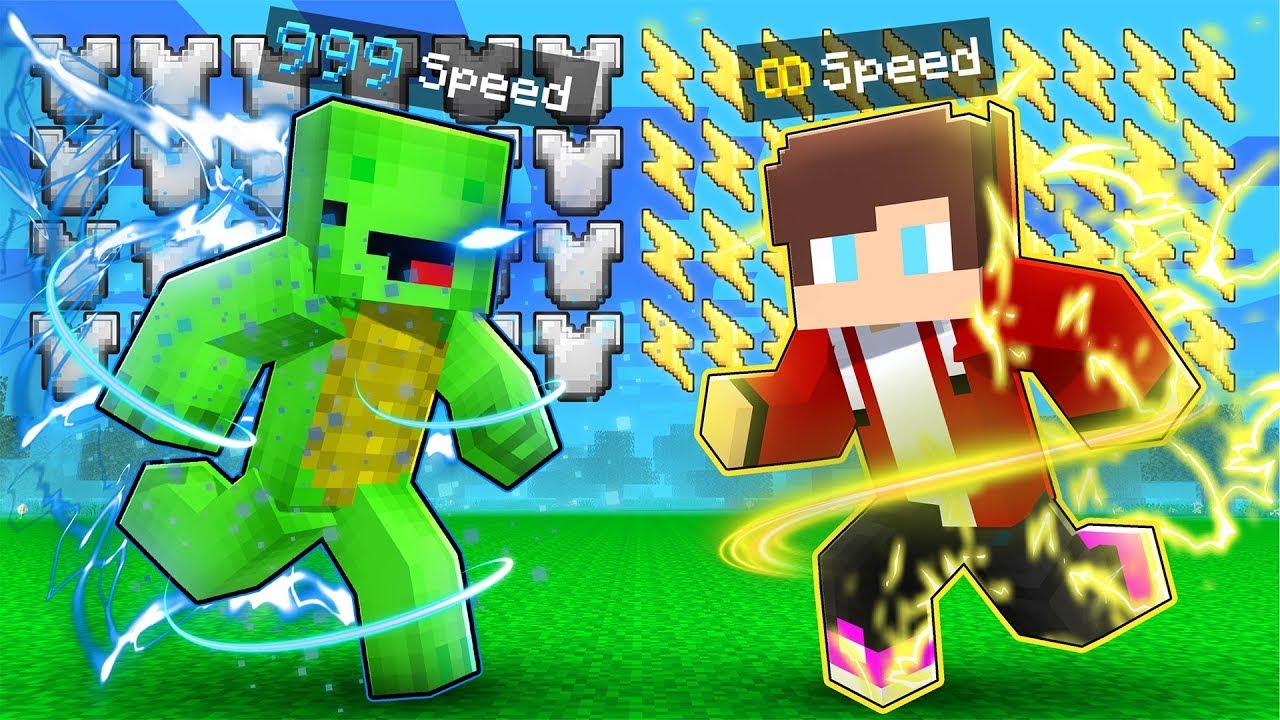 INFITITE SPEED Speedrunner vs INFINITE SPEED Hunter : JJ vs Mikey in Minecraft Maizen!