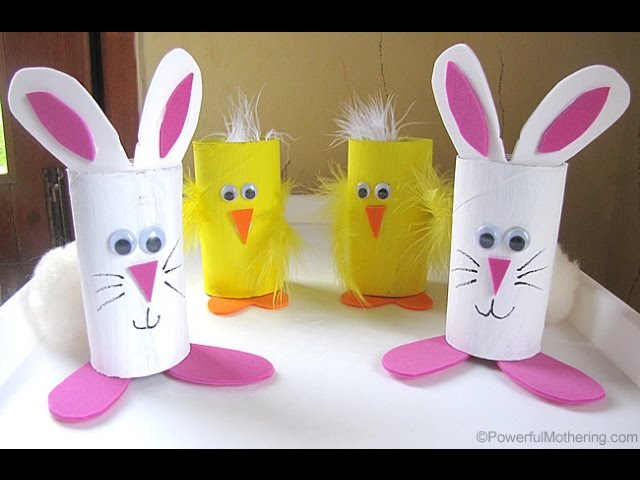 Cute Easter Bunny Paper Rolls - Easter Crafts for Kids