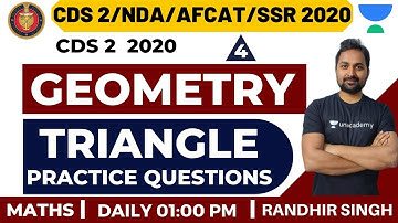 Geometry Triangle Practice Questions (Part-4) | Complete Geometry | CDS 2 2020 | Randhir Singh