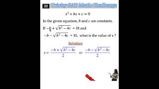 SAT Maths: Quadratic Equation👩🏻‍🎓💯😘#satmathhacks #SolveQuadratics #MathMadeEasy