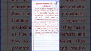 Essay on Importance of Sports and Games