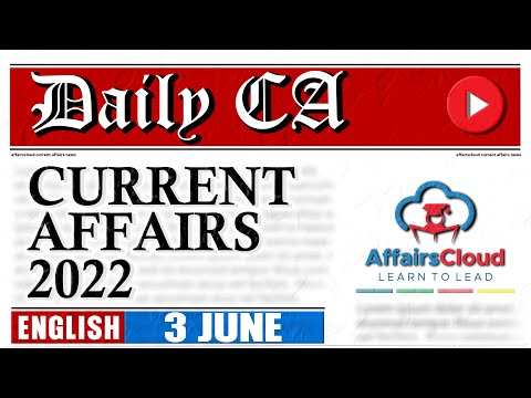 Current Affairs 3 June 2022 | English | By Vikas  Affairscloud For All Exams