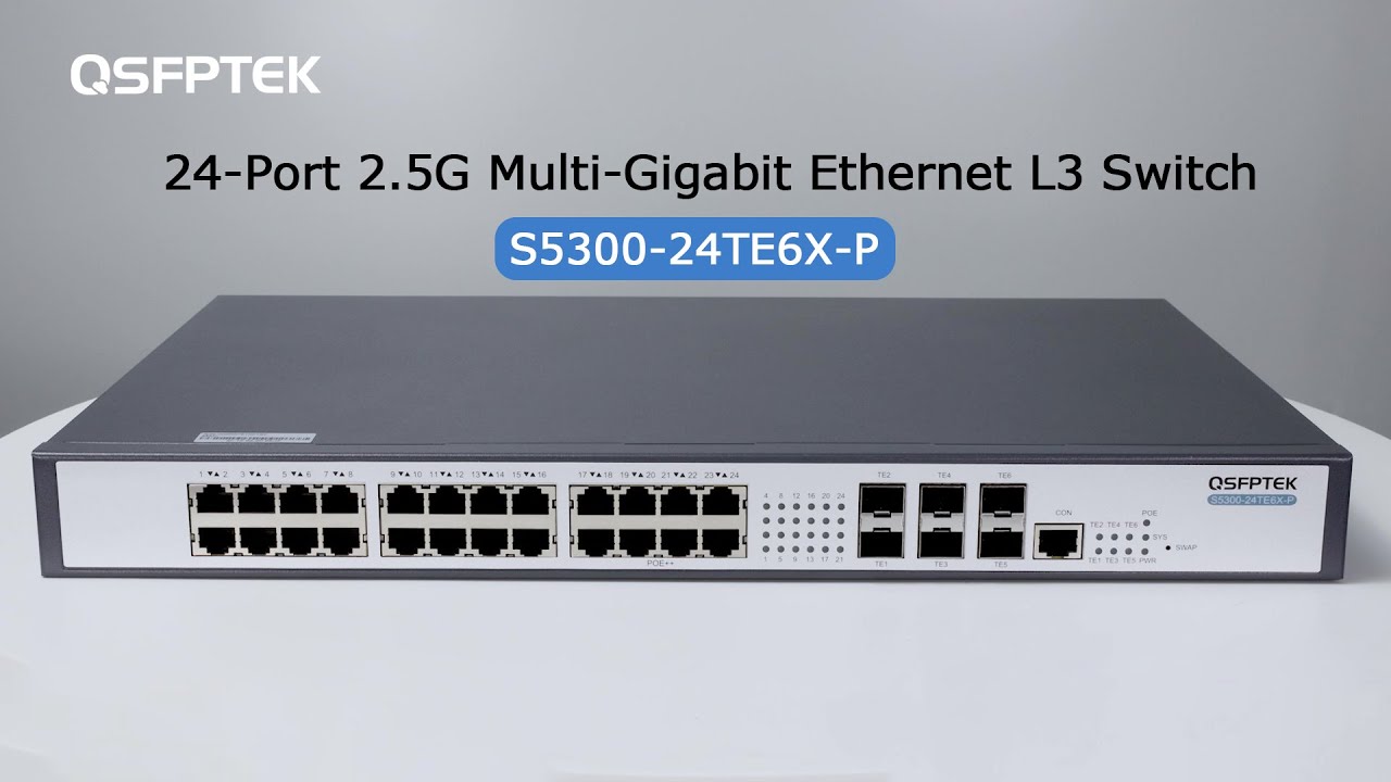 S5300-8TE4X-P, 8-Port Multi-Gigabit Managed Stackable Ethernet L2 2.5Gb  Switch, with 10G SFP+ Uplinks. - QSFPTEK