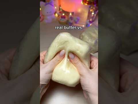 real butter vs. real butter slime squishy🧀 #asmr #squishy #diy #experimnent #butter #slime