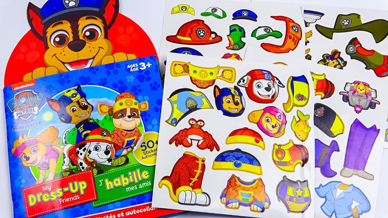 DIY Paw Patrol Chase Skye Rocky Marshall Sticker Book Unboxing and Decorating Relaxing Video