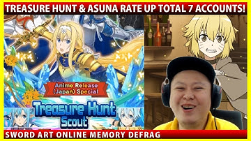 Treasure Hunt & Asuna Rate Up Scouts With 7 Accounts! (SAOMD Memory Defrag)