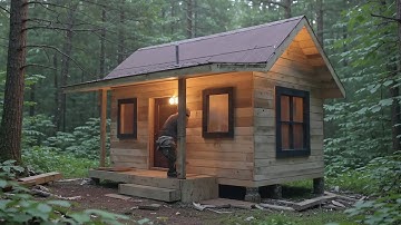 Building a Warm Wooden Cabin Off Grid | Forest Life Project