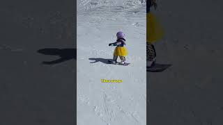 4 Year Old DOES A JUMP For Her First Time #snowboarding #cute
