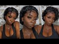 All Wet Everything 🤤💦| Curly Pixie Wig Install + Glossy Lids Makeup Tutorial | HerDreamWigsCo