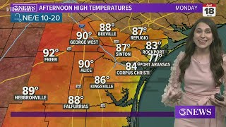 Monday Forecast: Cooler but still warm in Corpus Christi