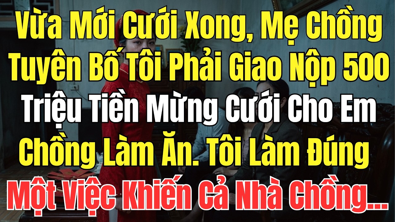 Vừa Cưới Xong, Mẹ Chồng Tuyên Bố Tôi Phải Giao Nộp 500 Triệu Tiền Mừng Cho Em Chồng. Tôi Làm Đúng.