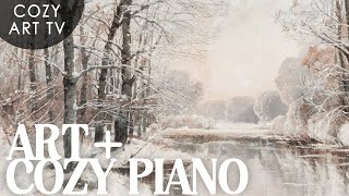 Vintage Art For TV | Snowy Forests + Cozy Piano 4k | Samsung Frame TV | 1 hr Slideshow