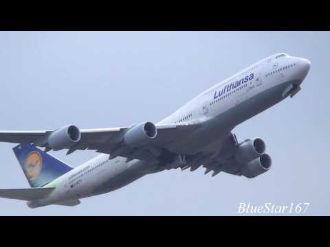 Lufthansa Boeing 747-8I (D-ABYG) takeoff from FRA/EDDF (Frankfurt - am Main) RWY 25C