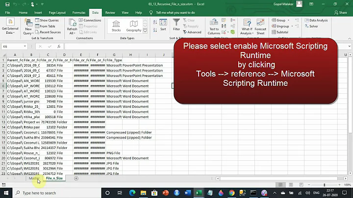 Recursive file size of all the files n folders within a folder through Excel VBA tool