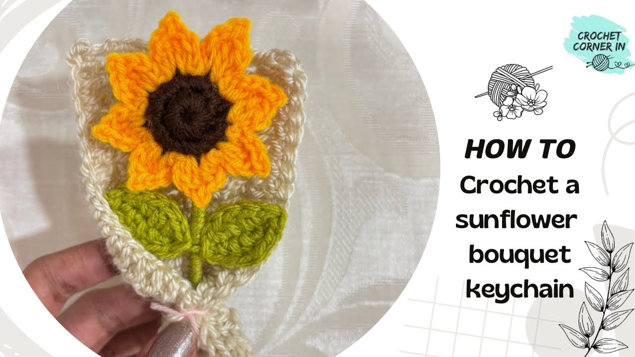 Crochet sunflower bouquet keychain / bagcharm tutorial (beginner ...