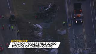 NCDOT: Part of I-95 northbound back open after fish truck overturned