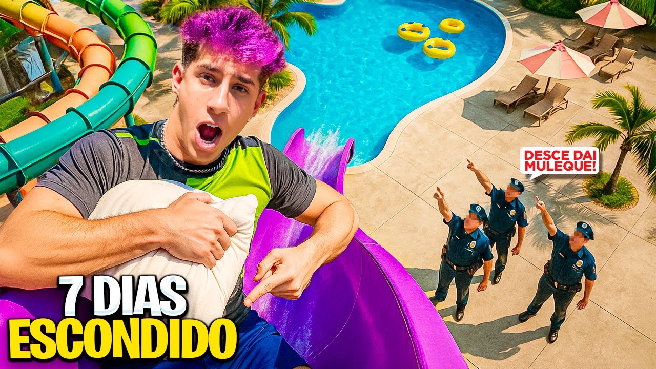 MOREI ESCONDIDO EM UM PARQUE AQUÁTICO POR 7 DIAS *de verdade