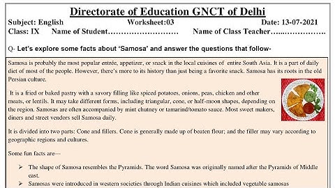 English Worksheet 3 Class 9 (13/7/2021) | Worksheet 3 Class 9 English | Class 9 Worksheet 3 English