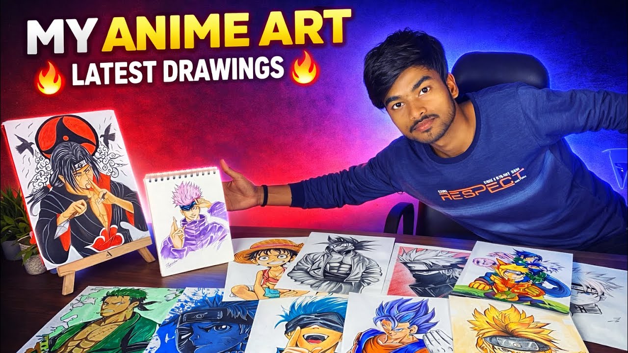My All Anime Drawings Tour 🎨🔥 | Naruto, Gojo, Goku & More | Anime Art Collection