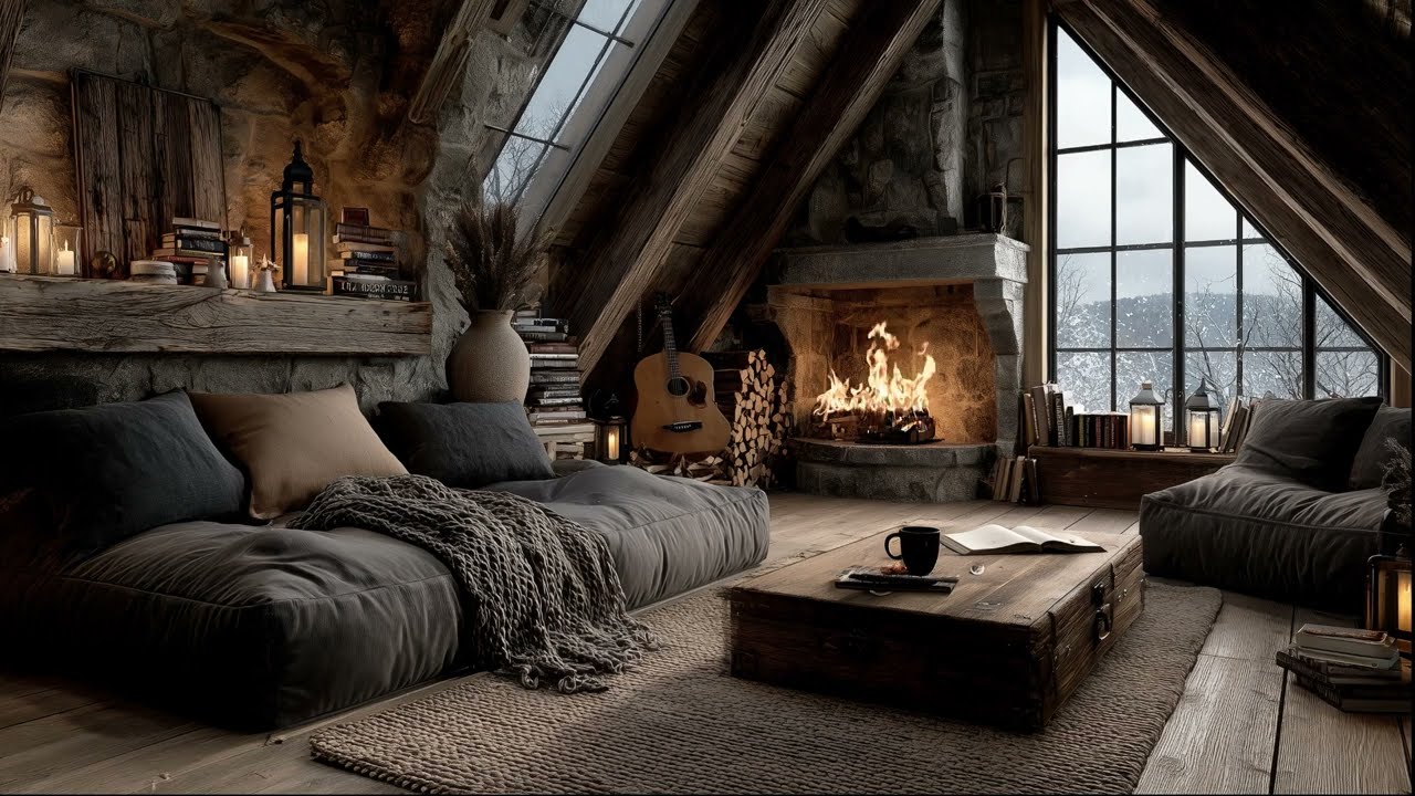 Winter’s Quiet Embrace | Gentle Snowstorm & Crackling Fire Sounds for Sleep