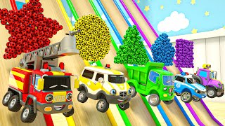 Painting Cars With Shaped Balls - Ten In The Bed Song - Baby Nursery Rhymes & Kids Songs