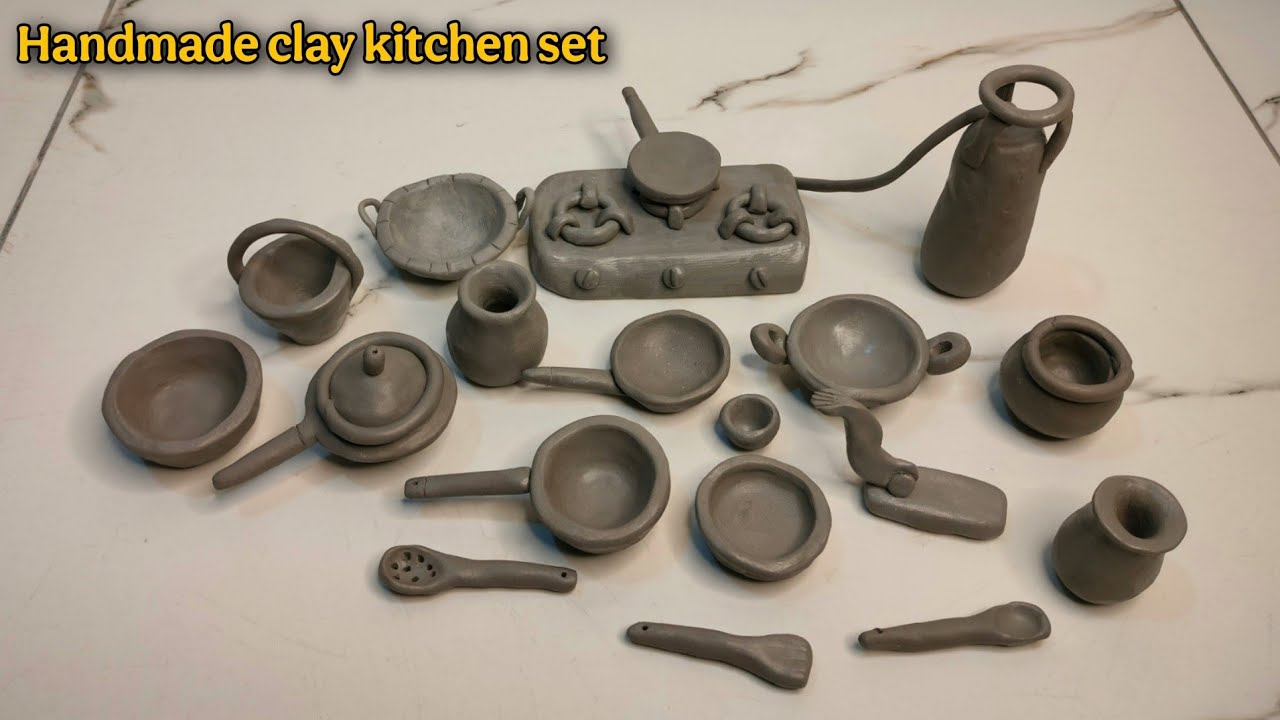 DIY How to make Miniature Clay kitchen set 🫖 | Polymer clay clay kitchen set | Handmade kitchen set