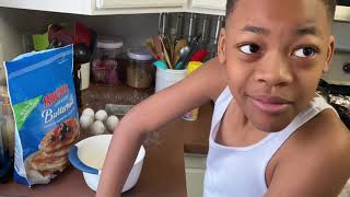 Hungry Kid Makes His Own Breakfast