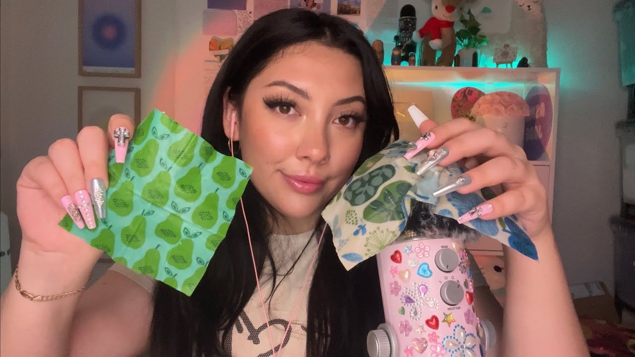 ASMR with beeswax wraps on the microphone 🎤