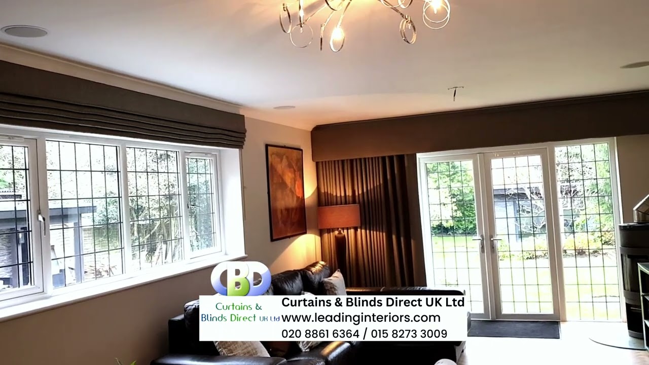 Roman Blinds with Wave header curtains www.leadinginteriors.com GreaterLondon Hertfordshire Bedfords