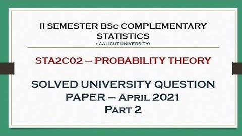 II BSc COMPLEMENTARY STATISTICS SOLVED QUESTION PAPER (APRIL 2021) - PART2